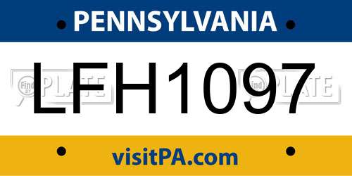 LFH1097 Pennsylvania License Plate