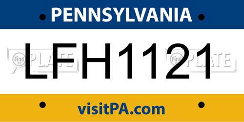 LFH1121 license plate in PA state