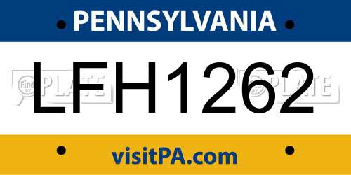 LFH1262 Pennsylvania License Plate