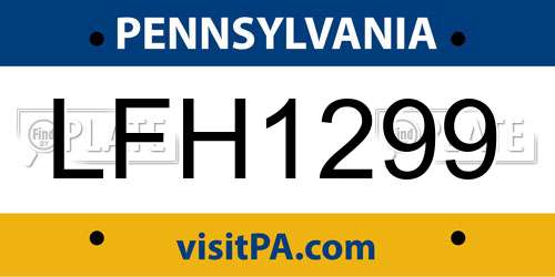 LFH1299 Pennsylvania License Plate