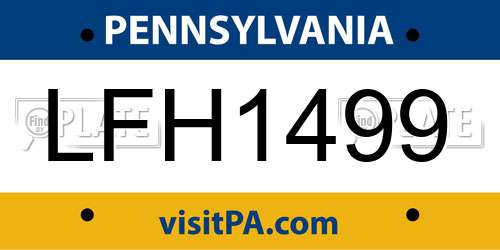 LFH1499 Pennsylvania License Plate
