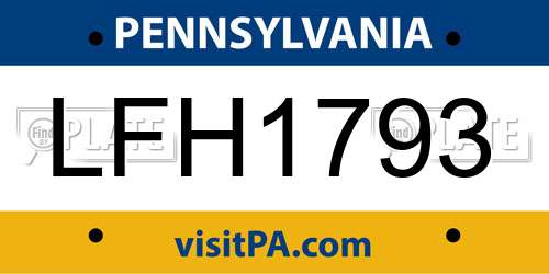 LFH1793 Pennsylvania License Plate