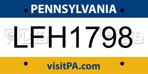 LFH1798 Pennsylvania License Plate