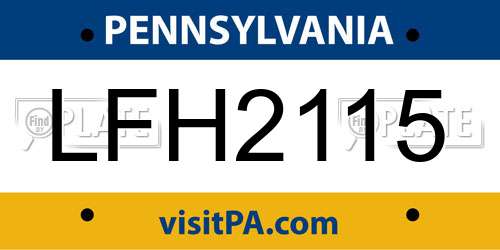 LFH2115 Pennsylvania License Plate