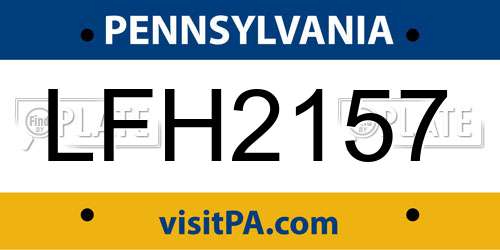 LFH2157 Pennsylvania License Plate