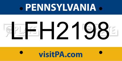 LFH2198 Pennsylvania License Plate