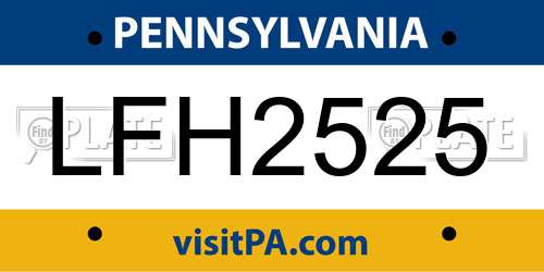 LFH2525 Pennsylvania License Plate