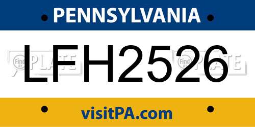 LFH2526 Pennsylvania License Plate