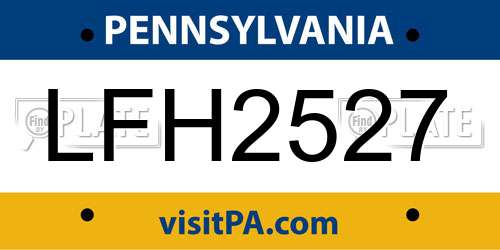 LFH2527 Pennsylvania License Plate