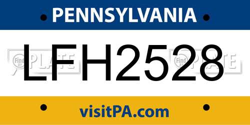 LFH2528 Pennsylvania License Plate