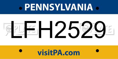 LFH2529 Pennsylvania License Plate