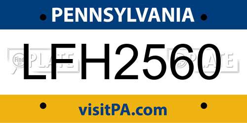 LFH2560 Pennsylvania License Plate