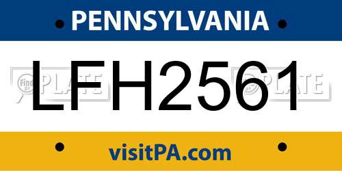 LFH2561 Pennsylvania License Plate