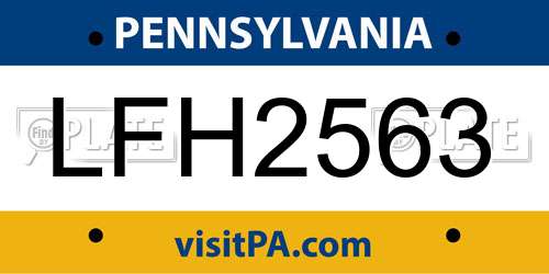 LFH2563 Pennsylvania License Plate
