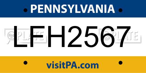 LFH2567 Pennsylvania License Plate