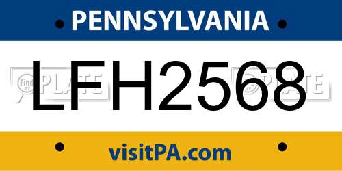 LFH2568 Pennsylvania License Plate