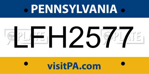 LFH2577 Pennsylvania License Plate