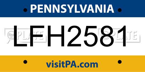LFH2581 Pennsylvania License Plate