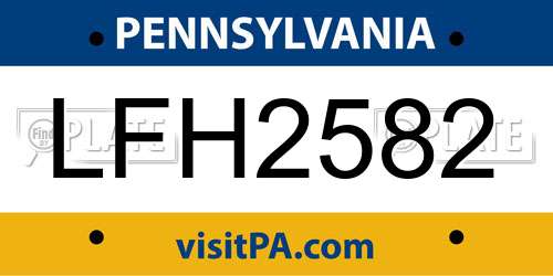 LFH2582 Pennsylvania License Plate