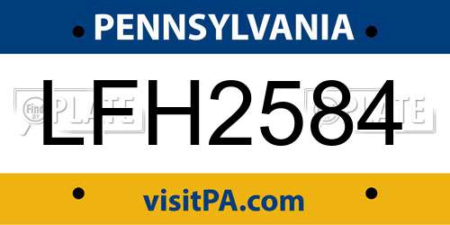 LFH2584 Pennsylvania License Plate