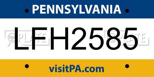 LFH2585 Pennsylvania License Plate