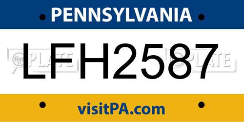 LFH2587 Pennsylvania License Plate