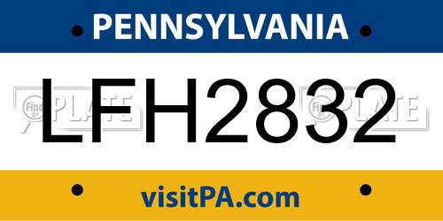 LFH2832 Pennsylvania License Plate