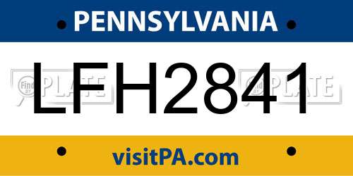 LFH2841 Pennsylvania License Plate