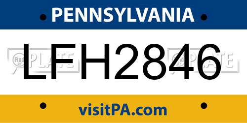 LFH2846 Pennsylvania License Plate