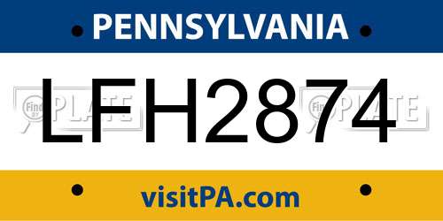 LFH2874 Pennsylvania License Plate