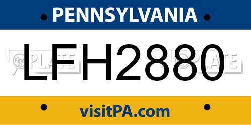 LFH2880 Pennsylvania License Plate