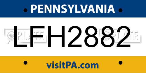 LFH2882 Pennsylvania License Plate
