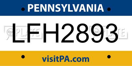 LFH2893 Pennsylvania License Plate
