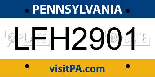 LFH2901 Pennsylvania License Plate