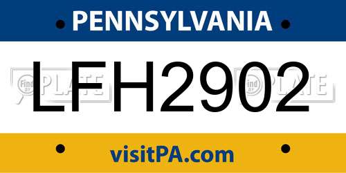 LFH2902 Pennsylvania License Plate