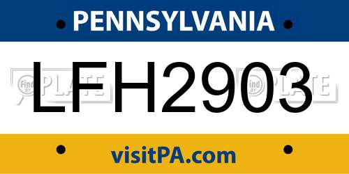 LFH2903 Pennsylvania License Plate