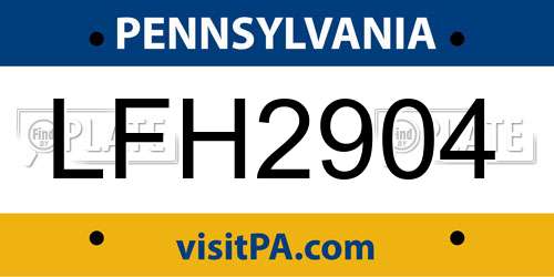 LFH2904 Pennsylvania License Plate
