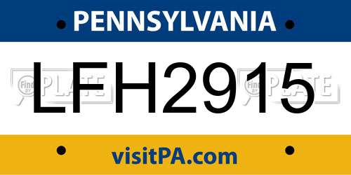 LFH2915 Pennsylvania License Plate