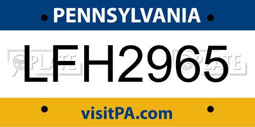 LFH2965 Pennsylvania License Plate