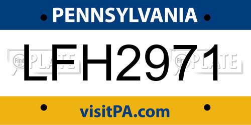 LFH2971 Pennsylvania License Plate