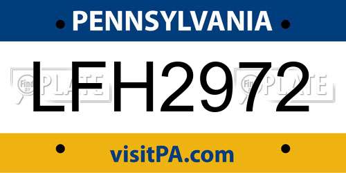 LFH2972 Pennsylvania License Plate