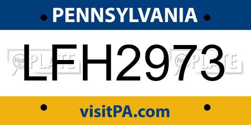 LFH2973 Pennsylvania License Plate