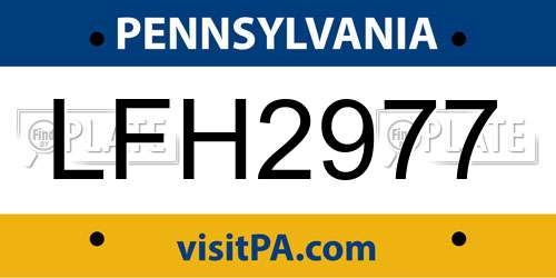 LFH2977 Pennsylvania License Plate