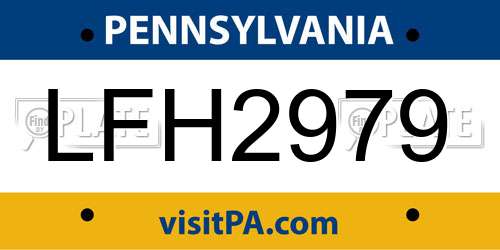 LFH2979 Pennsylvania License Plate