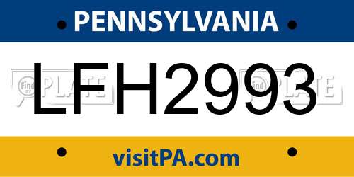 LFH2993 Pennsylvania License Plate