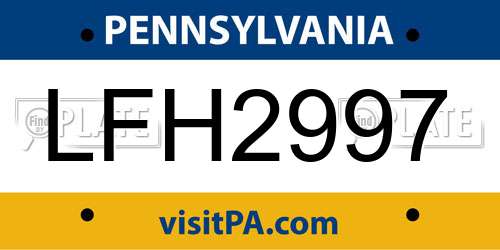 LFH2997 Pennsylvania License Plate
