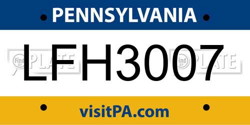 LFH3007 Pennsylvania License Plate