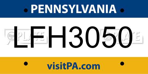 LFH3050 Pennsylvania License Plate