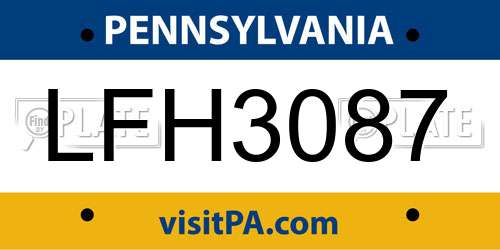 LFH3087 Pennsylvania License Plate