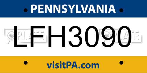 LFH3090 Pennsylvania License Plate